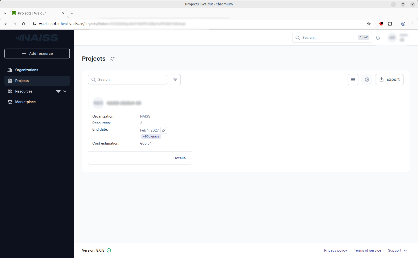 Projects after synchronization