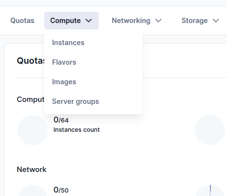 Compute resource menu